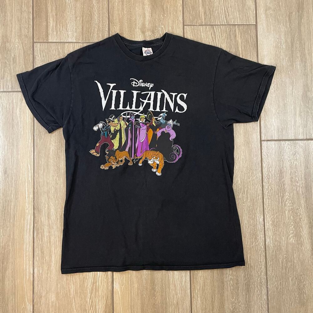 Disney Villains Graphic T Shirt Adult Large Maleficent Ursula Scar Vintage Black
